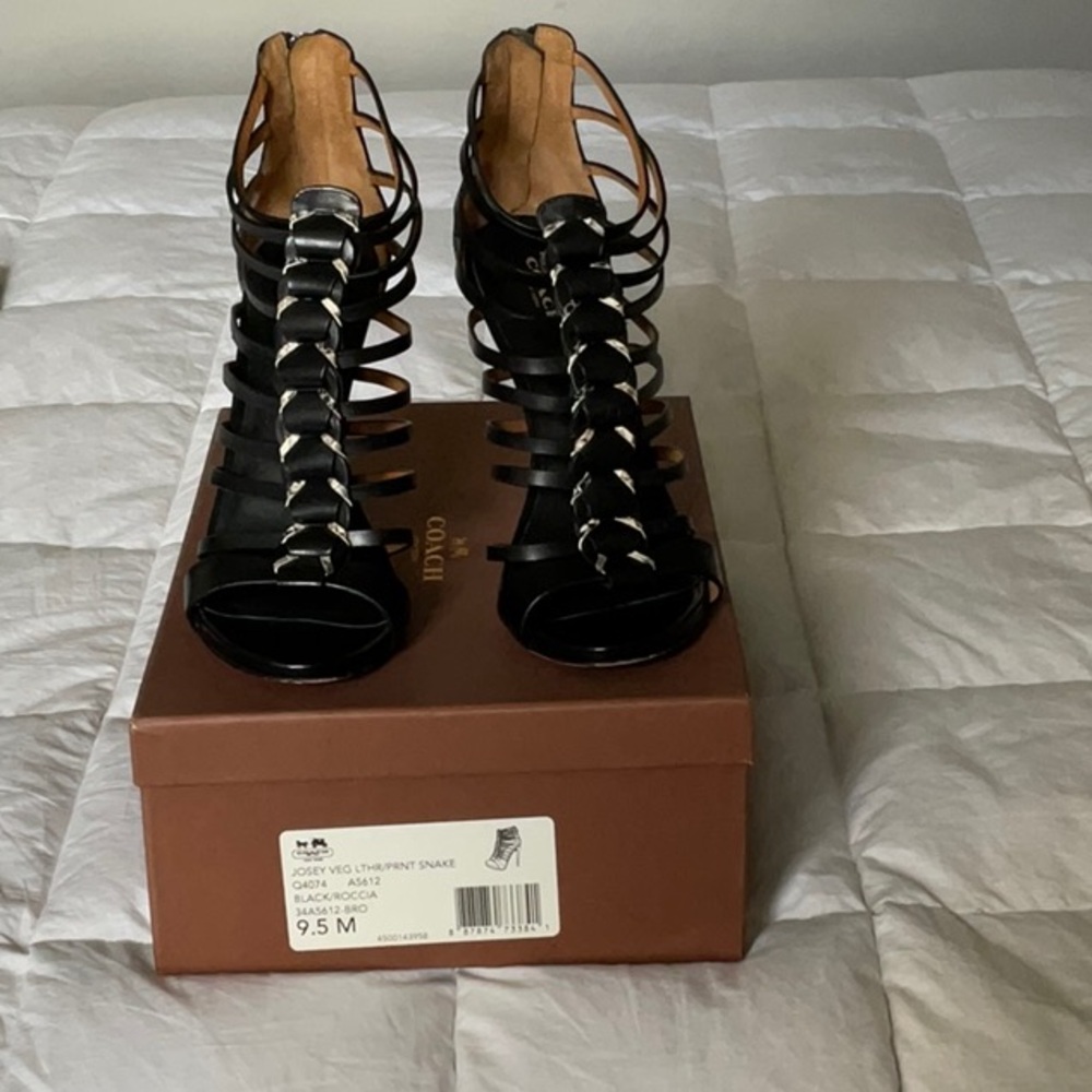 COACH Black Strappy Women's Heels